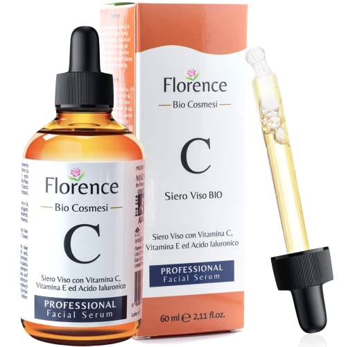 60ml. Bio Siero Vitamina C/E ed Acido Ialuronico Puro al 100%. Biologico, Vegano, Antirughe, Antimacchie, Antietá e Illuminante. Siero Viso Collo e Contorno Occhi. Anche per Dermaroller. Made in Italy