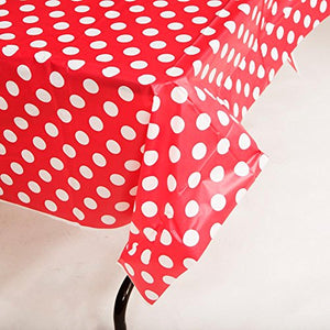 Unique Party 50262 - Tovaglia Plastificata con Pois Confezione da 1, Rosso
