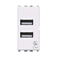 Carica l&#39;immagine nel visualizzatore di Gallery, Presa USB da muro 2.4 Ampere, Compatibile con Vimar Plana, Bianca Bianco