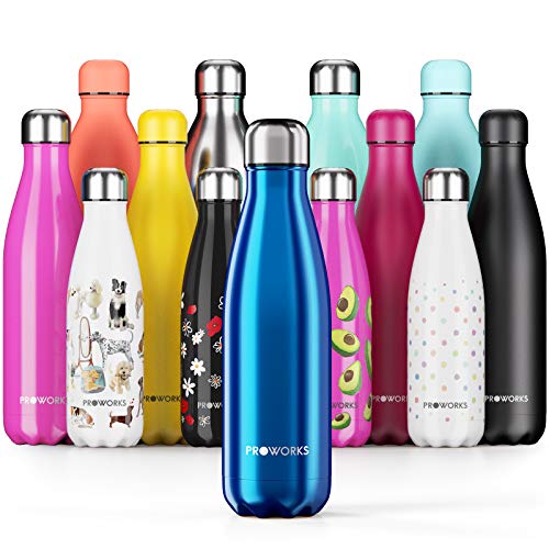 Proworks Bottiglia Acqua in Acciaio Inox, Senza BPA Vuoto 1000ml (32oz), Blu
