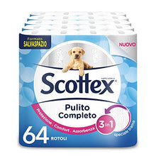 Carica l'immagine nel visualizzatore di Gallery, Scottex Pulito Completo Carta Igienica Salvaspazio, Confezione da 64 Rotoli