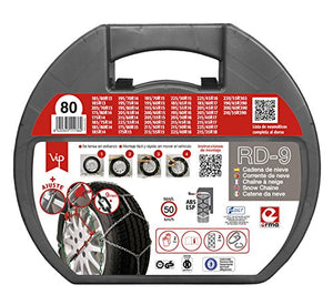 VIP RD9 - Catene da neve in metallo mm, misura 80, set 2 pezzi, guanti... - Ilgrandebazar