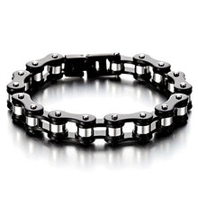 Carica l&#39;immagine nel visualizzatore di Gallery, COOLSTEELANDBEYOND Maschile Nero Argento Due Toni Bracciale da Uomo, Catena... - Ilgrandebazar