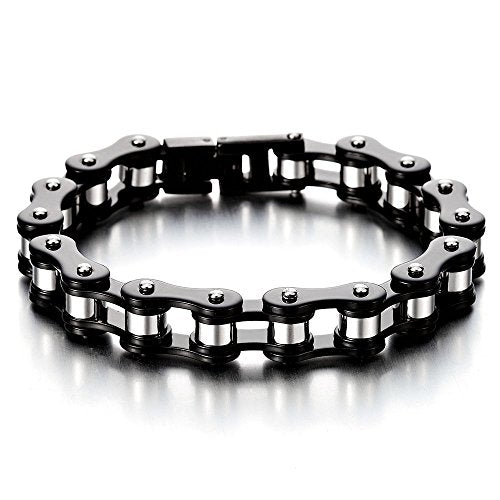 COOLSTEELANDBEYOND Maschile Nero Argento Due Toni Bracciale da Uomo, Catena... - Ilgrandebazar