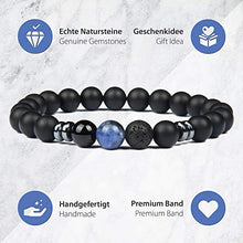 Carica l&#39;immagine nel visualizzatore di Gallery, GOOD.designs ® Bracciale con perle di lava nera o onice (per uomo e Blu - Ilgrandebazar