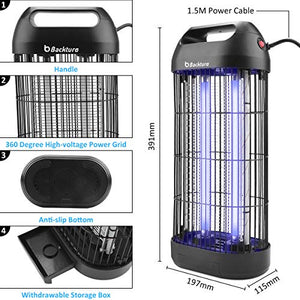 BACKTURE Zanzariera Elettrica, 18W UV Lampada Antizanzare con Cassetto...
