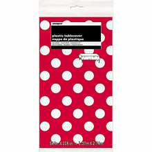 Carica l&#39;immagine nel visualizzatore di Gallery, Unique Party 50262 - Tovaglia Plastificata con Pois Confezione da 1, Rosso