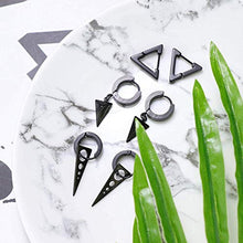 Carica l&#39;immagine nel visualizzatore di Gallery, LOLIAS 4 Paia Acciaio Inossidabile Orecchini Triangolo per A,4pairs Black - Ilgrandebazar