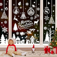 Carica l&#39;immagine nel visualizzatore di Gallery, Vetrofanie Natalizie, 9 Fogli Adesivi Natalizi per Finestre Decorazioni Natalizie per Vetrine Negozio Grandi Albero Fiocco di Neve Riutilizzabili Vetrofanie Natale Addobbi Natalizi per la Casa Interno