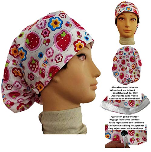 Cappello chirurgico Donna Fragole per capelli lunghi, chirurgia, dentista,... - Ilgrandebazar