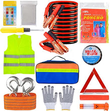 Carica l&#39;immagine nel visualizzatore di Gallery, KAHEIGN 12 In 1 Emergenza Kit per Auto, Strumenti di Sicurezza Automatica Guasto Auto Kit Incluso Segnalazione Triangolo, Gilet Visibilità, Traino Corda, Martello Multiuso, Piombo Salto, Auto Fusibile