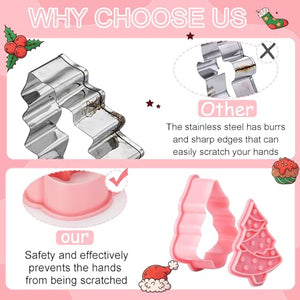 16 Pezzi Formine per Biscotti Natalizi, Formine Biscotti Natale 3D Tagliabiscotti Natalizi Plastica Stampi Biscotti, Stampo per Biscotti Natalizi per Decorare Biscotto Dolci Torta