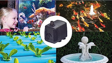 Carica l&#39;immagine nel visualizzatore di Gallery, Amtra Stream 480 - Pompa per acquario ad immersione, silenziosa, portata d&#39;acqua regolabile, 480 lt/h - 4,3W - 230v, Piccola Pompa Aspira Acqua per Fontanella Gatti, Presepe, idroponica