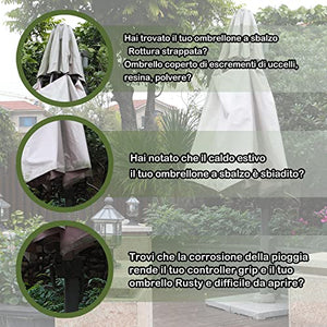 Raword Copertura per ombrellone, Tessuto Oxford 420D, Impermeabile, per ombrellone a sbalzo, Copertura con Cerniera, per ombrellone da 2,7 m a 3,4 m, in Giardino e all'aperto, Nero