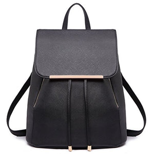 Miss Lulu Borsa a Tracolla Zaino Casual in Pelle PU Moda Donna (Nero) Nero