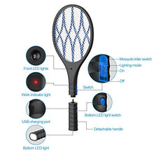 Carica l&#39;immagine nel visualizzatore di Gallery, Racchetta Zanzare Elettrica Ricaricabile 2 in 1, Swatter Insetti Elettrico...