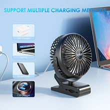 Carica l&#39;immagine nel visualizzatore di Gallery, Mini Ventilatore USB Portatile con Clip 10000 mAh, 3 in 1 Ventilatore Versatile con Luce a LED, 12-40 ore, Ricaricabile Ventilatore da Tavolo Silenzioso, Rotazione di 360°, per Ufficio, Auto, Viaggio