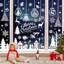 Carica l&#39;immagine nel visualizzatore di Gallery, Vetrofanie Natalizie, 9 Fogli Adesivi Natalizi per Finestre Decorazioni Natalizie per Vetrine Negozio Grandi Albero Fiocco di Neve Riutilizzabili Vetrofanie Natale Addobbi Natalizi per la Casa Interno
