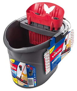 Vileda Revolution Sistema Lavapavimenti con Secchio, Strizzatore e Piastra, con 2 Panni in Microfibra, Nero/Rosso