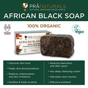 PraNaturals Sapone Nero Africano 200g, Prodotto artigianalmente in...