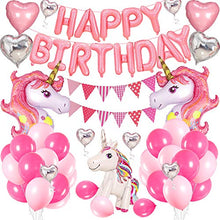 Carica l'immagine nel visualizzatore di Gallery, AYUQI Unicorno Palloncini Compleanno Decorazioni, Set di Banner Rosa Rossa