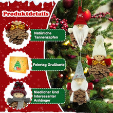 Carica l&#39;immagine nel visualizzatore di Gallery, KAZATE Decorazioni Albero di Natale Ciondoli, 8 Pezzi Pigne Naturali Piccolo Gnomo Pendenti Addobbi Natalizi Regali, Fatte A Mano Bambola Folletto di Natale Decori per Camino