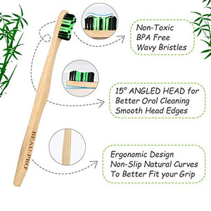 Spazzolini di bambù,6 pz Spazzolino Bamboo,Riutilizzabili,Naturale e White02 - Ilgrandebazar