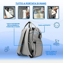 Carica l&#39;immagine nel visualizzatore di Gallery, Zaino Mamma Multifunzione Vulcano Design Neonato Fasciatoio Grigio - Ilgrandebazar