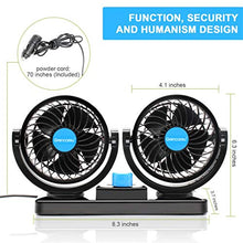 Carica l&#39;immagine nel visualizzatore di Gallery, Grencareu Ventilatore 12 Volt Doppia Testa Ventola di Raffreddamento avec...