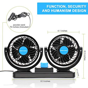 Grencareu Ventilatore 12 Volt Doppia Testa Ventola di Raffreddamento avec...