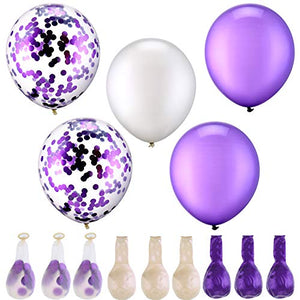50 Pezzi 12 Pollici Palloncini in Lattice di Bianco, Viola - Ilgrandebazar