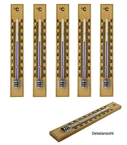 Lantelme - Termometro analogico in legno di faggio, set da 5 pezzi, Beige