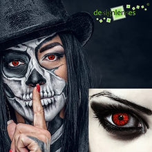 Carica l'immagine nel visualizzatore di Gallery, DESIGNLENSES, Lenti a contatto giornaliere colorate rosse per costume di Halloween da zombie, senza gradazione, 1 paio (2 pezzi), lentes vampiro twilight cosplay