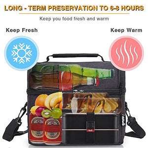 PuTwo Borsa Termica Pranzo, 8L Porta Pranzo Termico, Nero