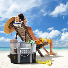 Carica l&#39;immagine nel visualizzatore di Gallery, YOOFAN Borsa da Spiaggia-Borsa Grande a Rete Spiaggia - M, Grigio
