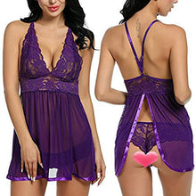 Carica l'immagine nel visualizzatore di Gallery, SEDEX Sexy Lingerie Hard Transparent Chemise Donna Esotico Pizzo e L, Viola - Ilgrandebazar