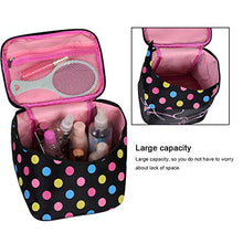 Carica l&#39;immagine nel visualizzatore di Gallery, HQdeal Grande Ttrucco Capacità Organizzatore di Viaggi Nero Dot Arcobaleno