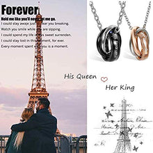 Carica l&#39;immagine nel visualizzatore di Gallery, Flongo Coppia collana amante Lui &amp; Lei,&quot;His Queen y Her King&quot;, Acciaio - Ilgrandebazar