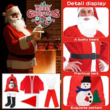 Carica l'immagine nel visualizzatore di Gallery, LPAOIS 7 Pezzi Costume da Babbo Natale Abito da Santa Claus in Rosso Deluxe Costume Babbo Natale Uomo Adulto Costume di Natale, Set per Costume di Babbo Natale o San Nicola per Natale,Festa a Tema