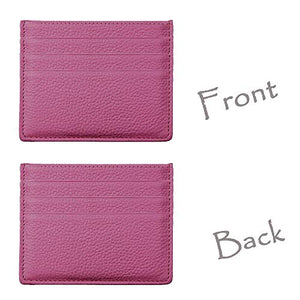 Hibate, porta carte di credito sottile, unisex, in vera pelle, A_viola Viola