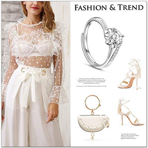 SHEGRACE Anello da Donna in 925 Argento Puro, Fiore con AAA Cubic Zirconia,... - Ilgrandebazar