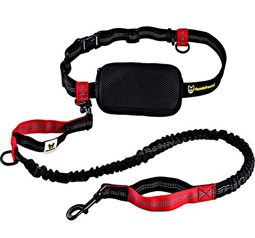 Guinzaglio mani libere per cani da jogging | Rosso e nero elastico e... - Ilgrandebazar