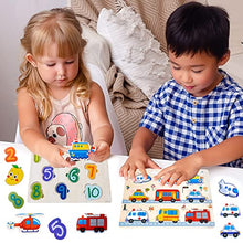 Carica l'immagine nel visualizzatore di Gallery, Purpledi 5 Pezzi Puzzle in Legno per i Bambini, Giochi Montessori Bambino, Educativo Giocattoli Regalo per 1 2 3 Anni, Animali Frutta Forme Lettere Numeri Traffico, Regalo Natale Ragazzi Ragazze