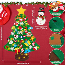 Carica l'immagine nel visualizzatore di Gallery, AOUVT Albero di Natale in Feltro per Bambini, Decorazione per Albero di Natale in Feltro Fai da te, Albero di Natale in Feltro con 40 Addobbi Rimovibili e 30 luci LED, Regali di Natale per Bambini