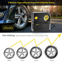 Carica l&#39;immagine nel visualizzatore di Gallery, WindGallop Mini Compressore Portatile per Auto, 12V Professionale, Analogico, Pompa Aria con Manometro per Pneumatici e Adattatori per Valvole (Giallo)