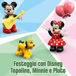LEGO 10941 DUPLO Disney Il Treno del Compleanno di Topolino e Minnie, Giocattolo con Personaggi, Giochi Educativi per Bambini e Bambine da 2 Anni in su, Idea Regalo con Torta e Palloncini