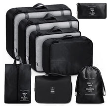 Carica l'immagine nel visualizzatore di Gallery, MURISE 8 Pezzi Packing Cubes, Organizer Valigia, Organizzatore per Valigia per Vacanze e Viaggi, Organizer Valigie Set, Viaggio Accessori Utili - Nero