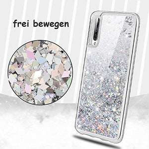 wlooo Cover per Samsung Galaxy A50, Glitter Argento