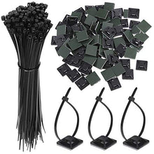 Carica l'immagine nel visualizzatore di Gallery, Faburo 100pz Autoadesivo Clip Cavo Fermacavi Supporto, Nero+100pz Fascette...