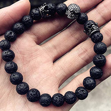 Carica l&#39;immagine nel visualizzatore di Gallery, EXINOX Bracciale Perline di Pietra lavica | Uomo | Dettagli Teschio E... - Ilgrandebazar